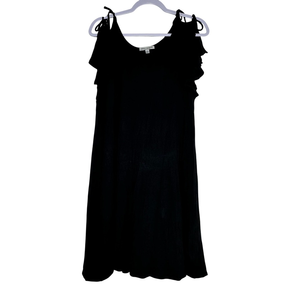 Green Envelope Los Angeles Black Cold Shoulder Tie Strap Flutter Dress Medium